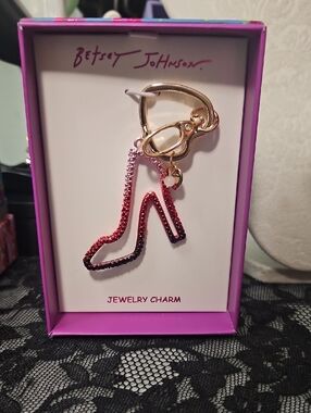 Betsey Johnson Pink to Red Ombre High Heel Charm with Gold Hardware